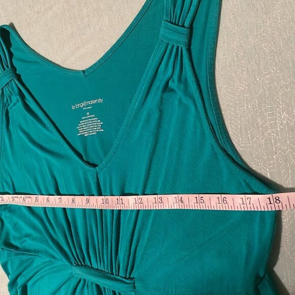 Liz Lange Green sleeveless soft knit Maternity Dress size M sleeveless elastic - Picture 7 of 9